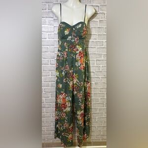 BOG Collective Green, pink Floral jumpsuit, size medium